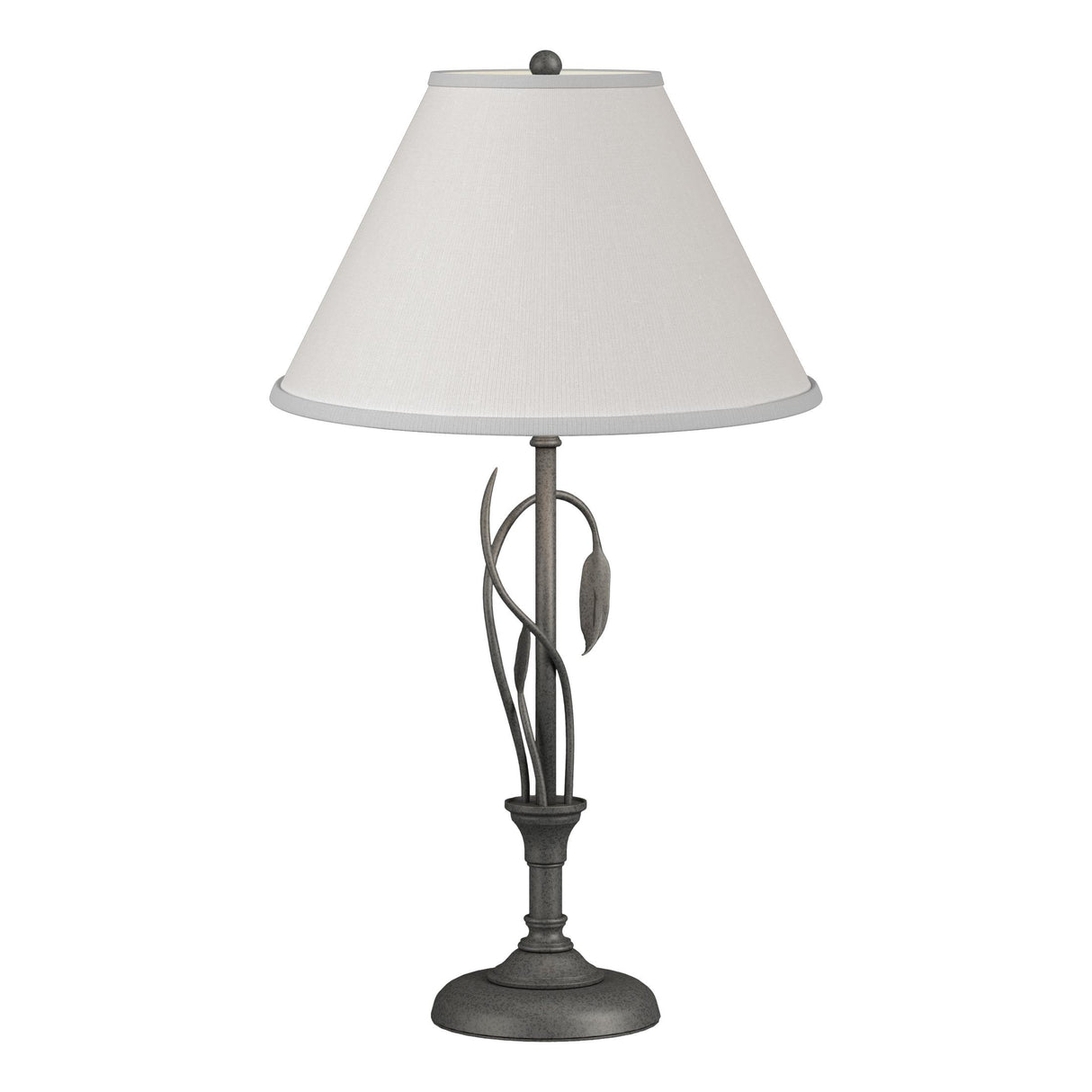 Hubbardton Forge 2003 Natural Iron Natural Anna Shade (SF) Forged Leaves and Vase Table Lamp
