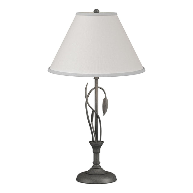 Hubbardton Forge 2003 Natural Iron Natural Anna Shade (SF) Forged Leaves and Vase Table Lamp