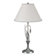 Hubbardton Forge 2003 Vintage Platinum Natural Anna Shade (SF) Forged Leaves and Vase Table Lamp