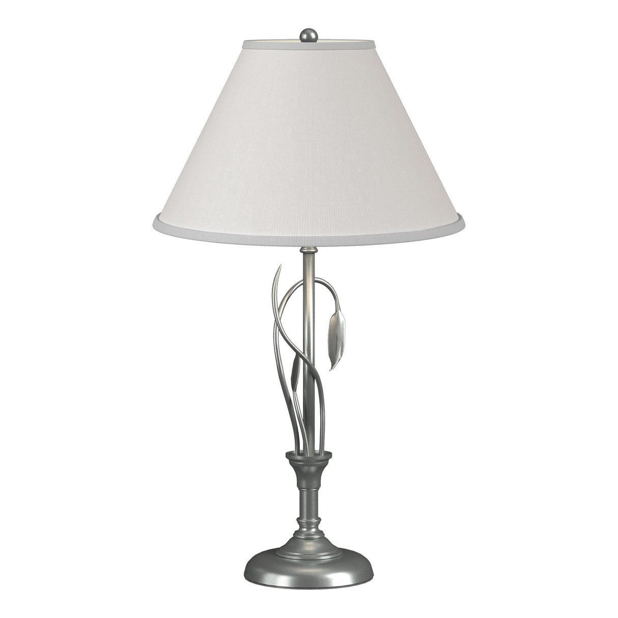 Hubbardton Forge 2003 Vintage Platinum Natural Anna Shade (SF) Forged Leaves and Vase Table Lamp