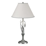 Hubbardton Forge 2003 Vintage Platinum Natural Anna Shade (SF) Forged Leaves and Vase Table Lamp