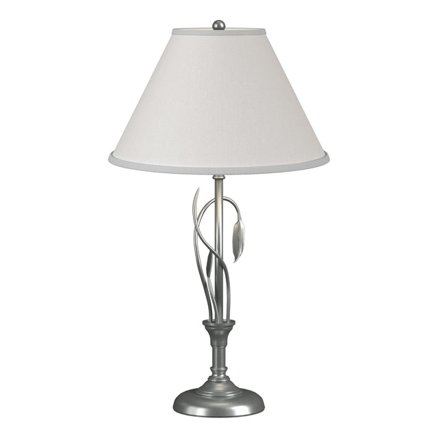 Hubbardton Forge 2003 Vintage Platinum Natural Anna Shade (SF) Forged Leaves and Vase Table Lamp