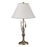 Hubbardton Forge 2003 Soft Gold Natural Anna Shade (SF) Forged Leaves and Vase Table Lamp