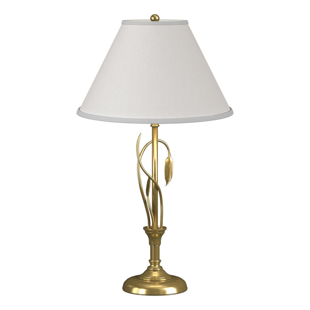 Hubbardton Forge 2003 Modern Brass Natural Anna Shade (SF) Forged Leaves and Vase Table Lamp