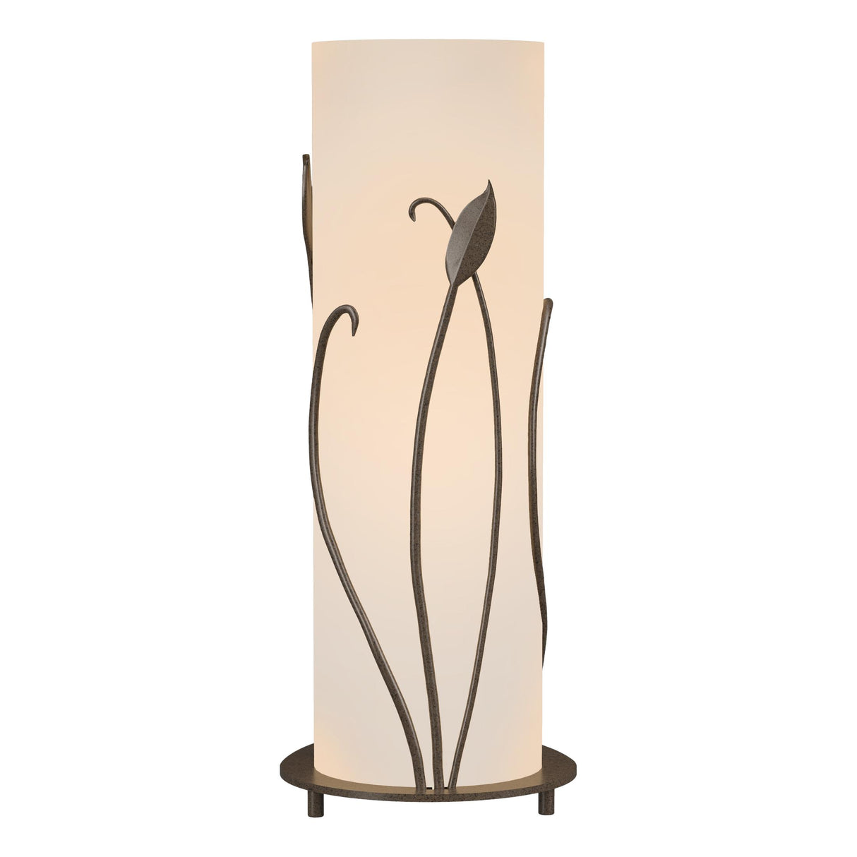 Hubbardton Forge 1999 Bronze Opal Glass (GG) Forged Leaves Table Lamp