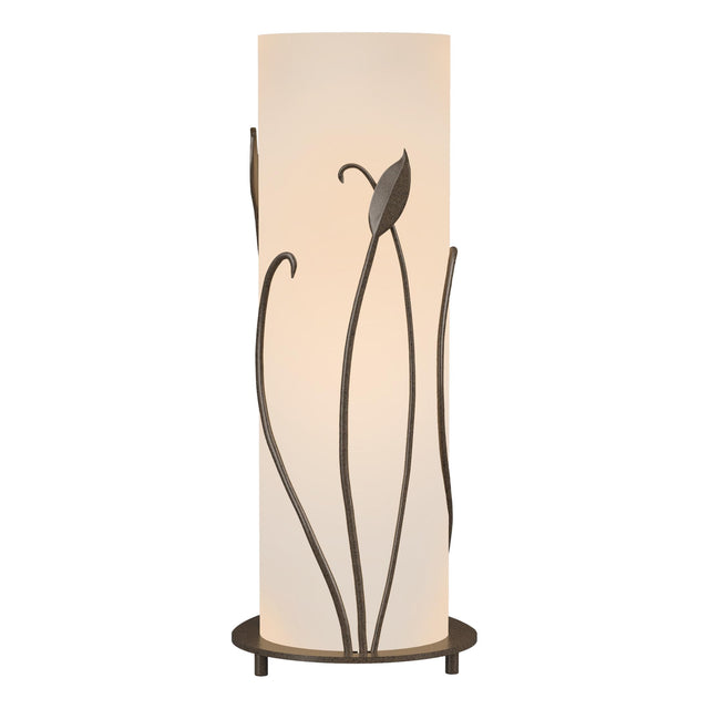 Hubbardton Forge 1999 Bronze Opal Glass (GG) Forged Leaves Table Lamp