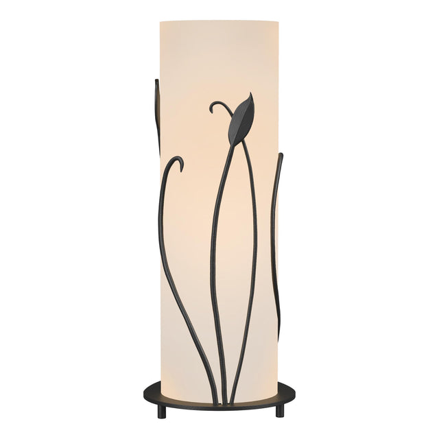 Hubbardton Forge 1999 Black Opal Glass (GG) Forged Leaves Table Lamp