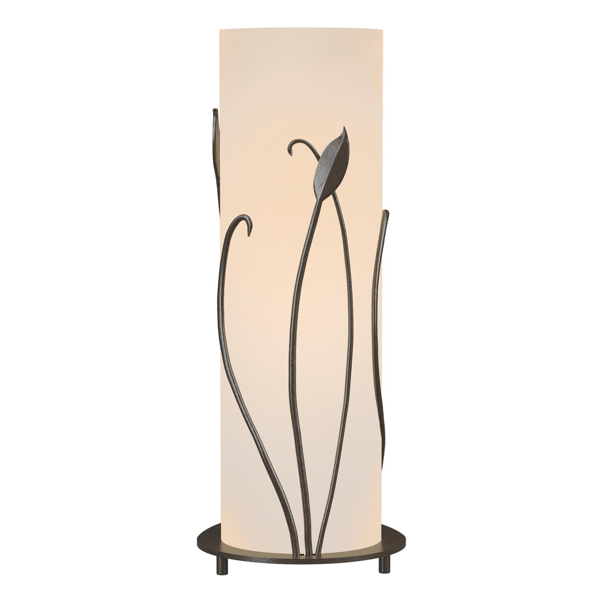 Hubbardton Forge 1999 Oil Rubbed Bronze Opal Glass (GG) Forged Leaves Table Lamp