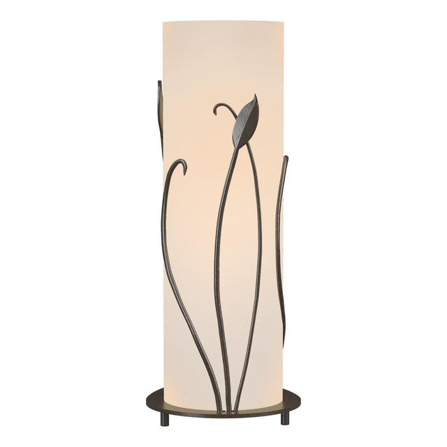 Hubbardton Forge 1999 Oil Rubbed Bronze Opal Glass (GG) Forged Leaves Table Lamp