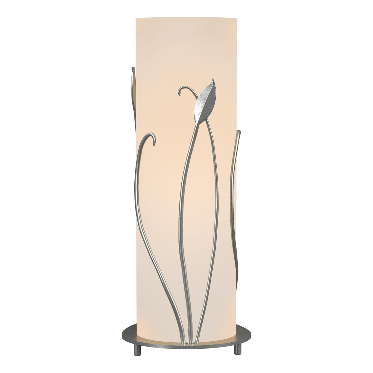 Hubbardton Forge 1999 Vintage Platinum Opal Glass (GG) Forged Leaves Table Lamp