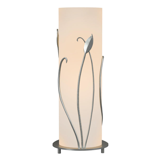 Hubbardton Forge 1999 Vintage Platinum Opal Glass (GG) Forged Leaves Table Lamp