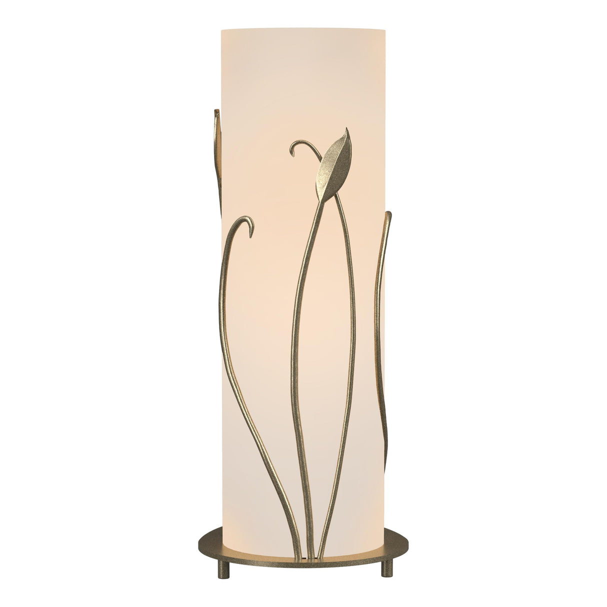 Hubbardton Forge 1999 Soft Gold Opal Glass (GG) Forged Leaves Table Lamp