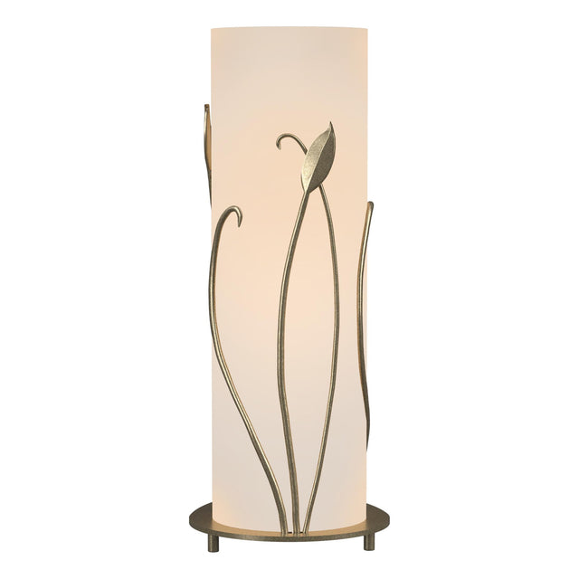 Hubbardton Forge 1999 Soft Gold Opal Glass (GG) Forged Leaves Table Lamp