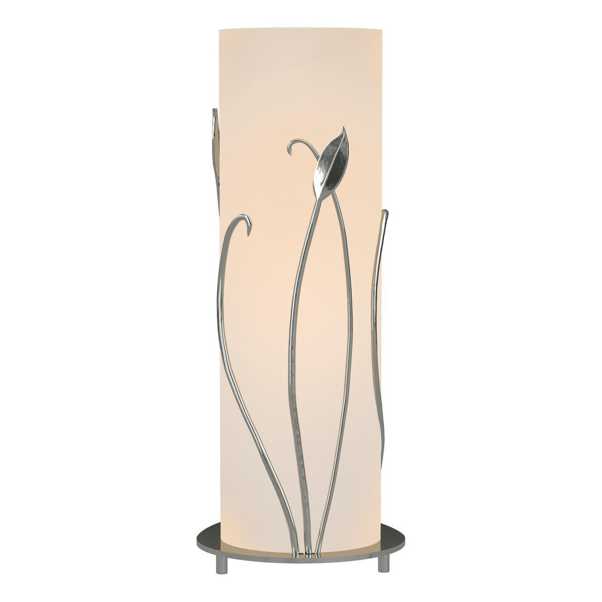 Hubbardton Forge 1999 Sterling Opal Glass (GG) Forged Leaves Table Lamp