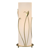Hubbardton Forge 1999 Modern Brass Opal Glass (GG) Forged Leaves Table Lamp