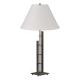 Hubbardton Forge 2000 Dark Smoke Natural Anna Shade (SF) Metra Double Table Lamp