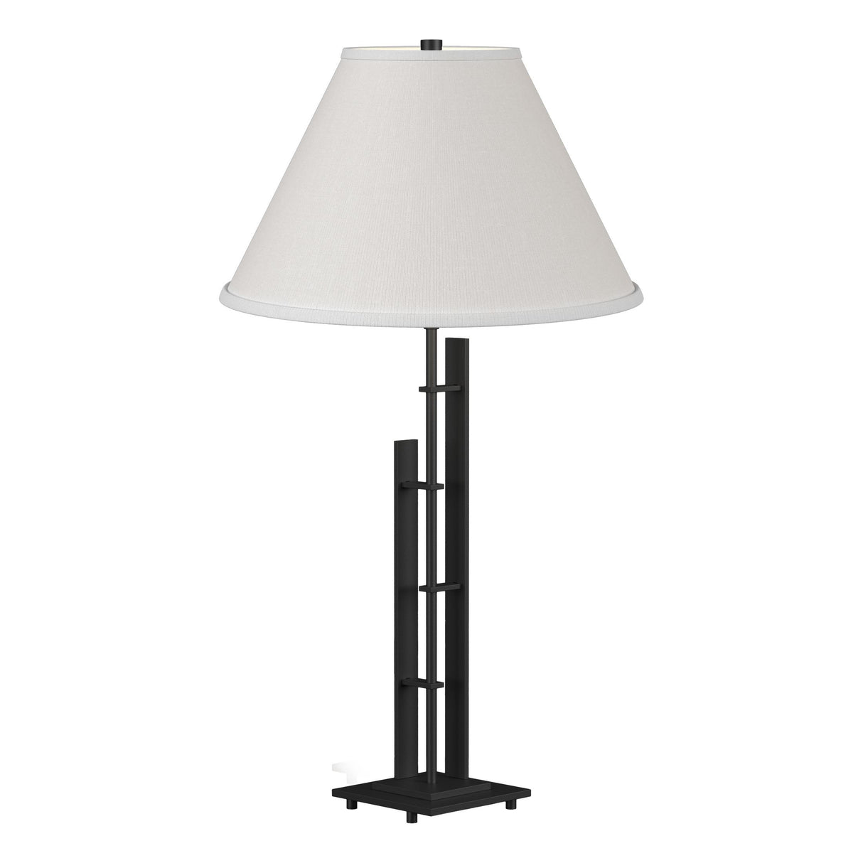 Hubbardton Forge 2000 Black Natural Anna Shade (SF) Metra Double Table Lamp