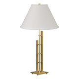 Hubbardton Forge 2000 Modern Brass Natural Anna Shade (SF) Metra Double Table Lamp