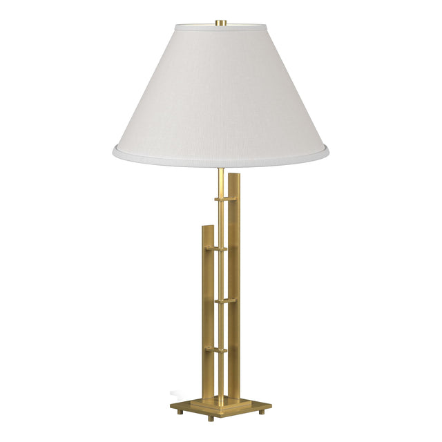 Hubbardton Forge 2000 Modern Brass Natural Anna Shade (SF) Metra Double Table Lamp