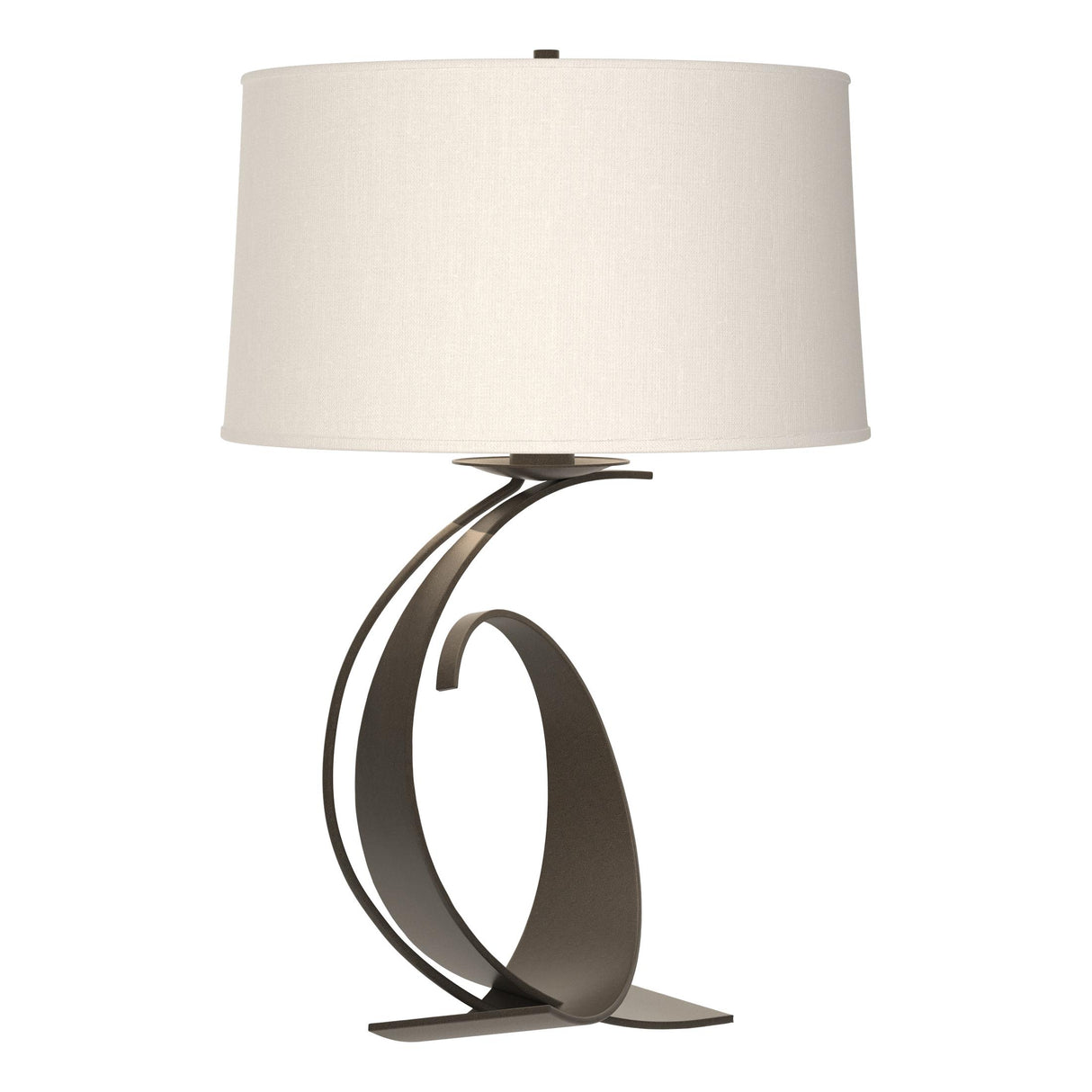 Hubbardton Forge 2004 Dark Smoke Natural Anna Shade (SF) Fullered Impressions Large Table Lamp