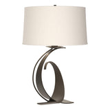 Hubbardton Forge 2004 Dark Smoke Natural Anna Shade (SF) Fullered Impressions Large Table Lamp