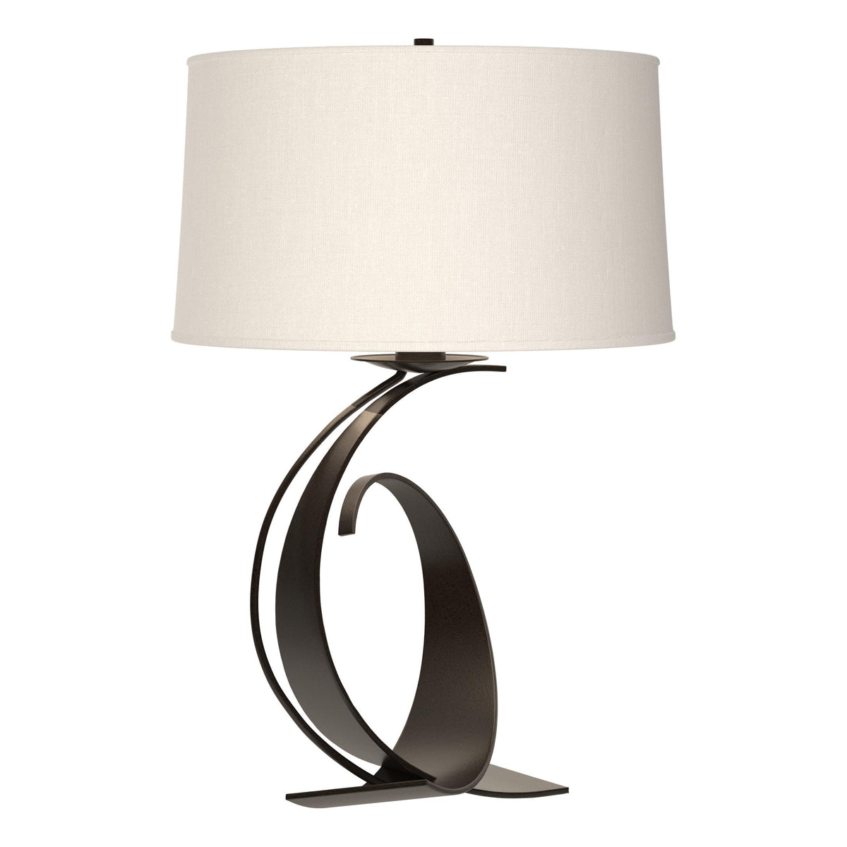 Hubbardton Forge 2004 Oil Rubbed Bronze Natural Anna Shade (SF) Fullered Impressions Large Table Lamp