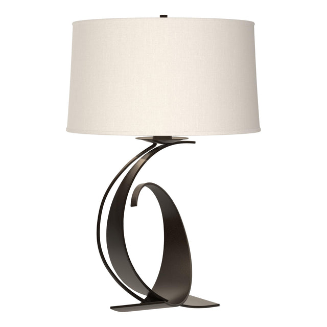 Hubbardton Forge 2004 Oil Rubbed Bronze Natural Anna Shade (SF) Fullered Impressions Large Table Lamp