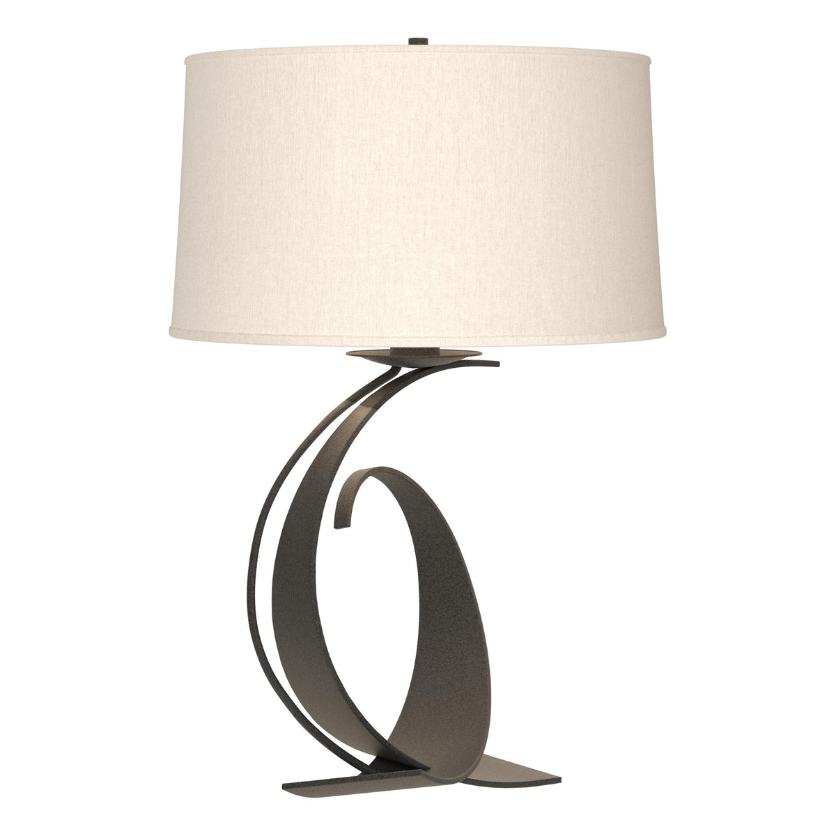 Hubbardton Forge 2004 Natural Iron Flax Shade (SE) Fullered Impressions Large Table Lamp