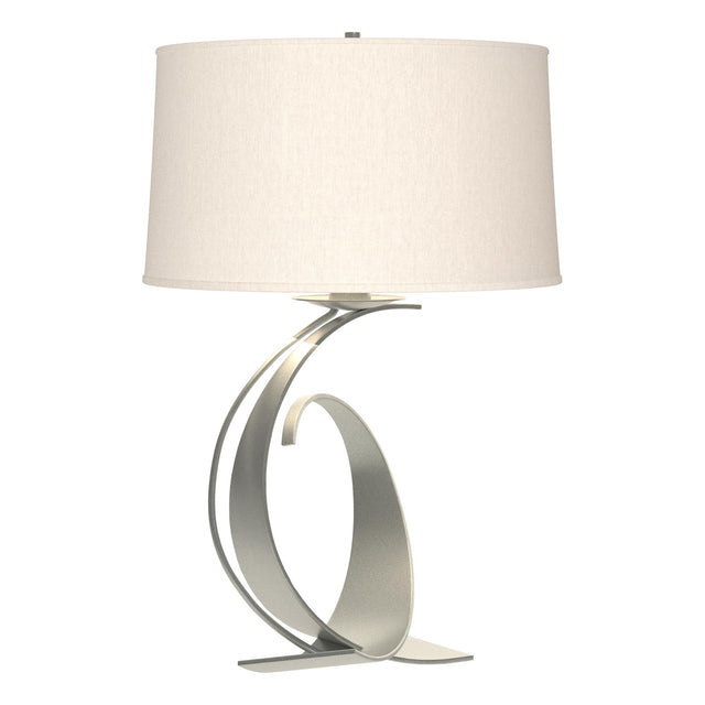 Hubbardton Forge 2004 Vintage Platinum Flax Shade (SE) Fullered Impressions Large Table Lamp