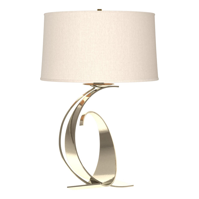 Hubbardton Forge 2004 Sterling Flax Shade (SE) Fullered Impressions Large Table Lamp