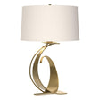 Hubbardton Forge 2004 Modern Brass Natural Anna Shade (SF) Fullered Impressions Large Table Lamp