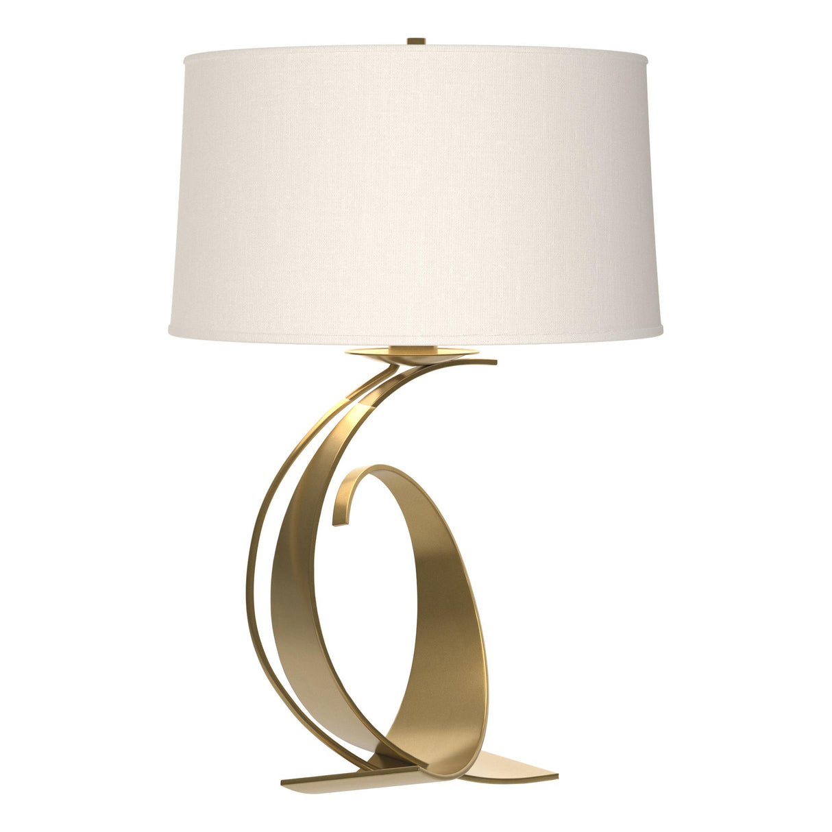 Hubbardton Forge 2004 Modern Brass Natural Anna Shade (SF) Fullered Impressions Large Table Lamp