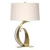 Hubbardton Forge 2004 Modern Brass Natural Anna Shade (SF) Fullered Impressions Large Table Lamp