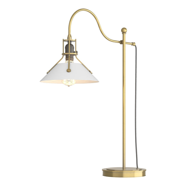 Hubbardton Forge 2017 Modern Brass White Henry Table Lamp