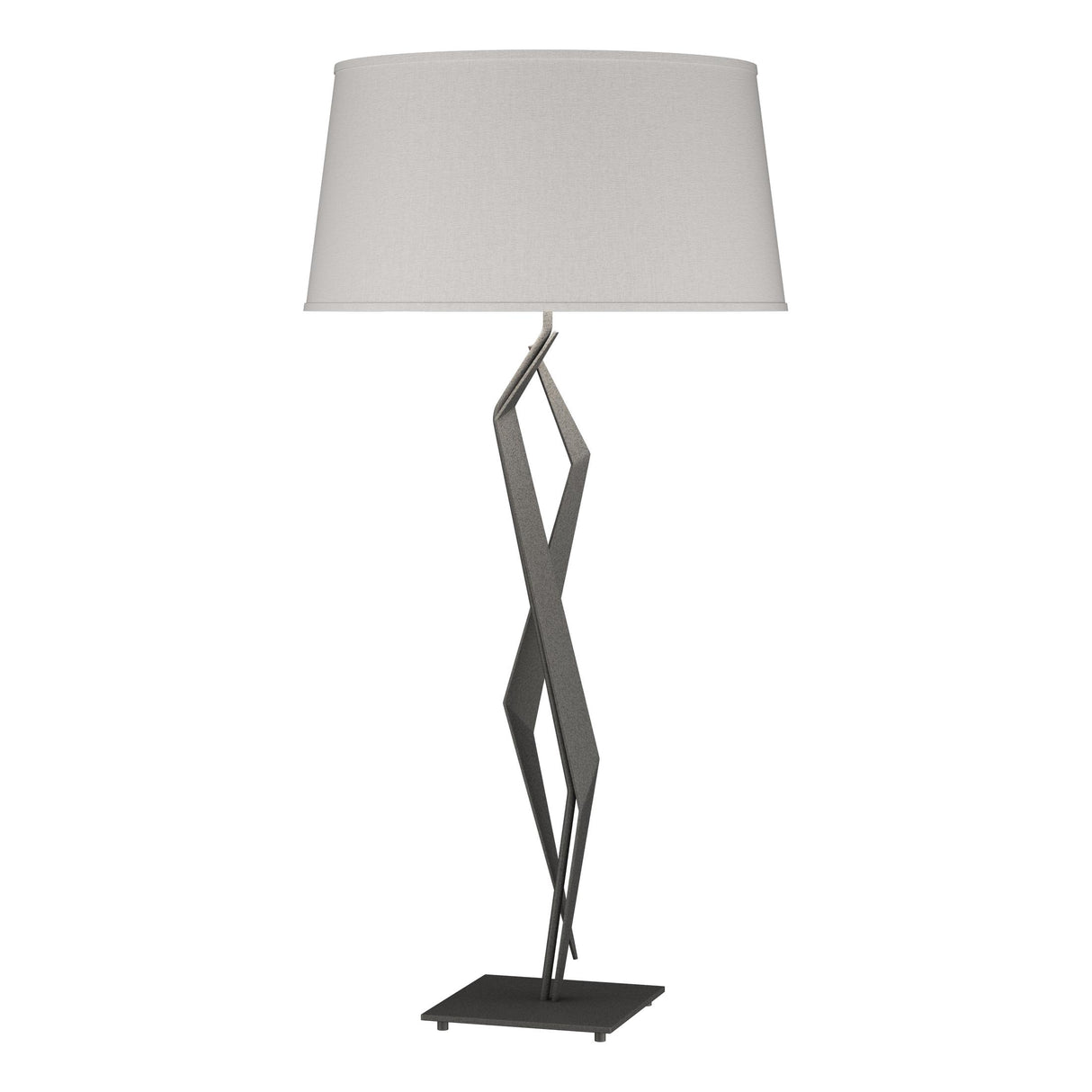 Hubbardton Forge 2012 Natural Iron Flax Shade (SE) Facet Table Lamp