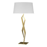 Hubbardton Forge 2012 Modern Brass Natural Anna Shade (SF) Facet Table Lamp
