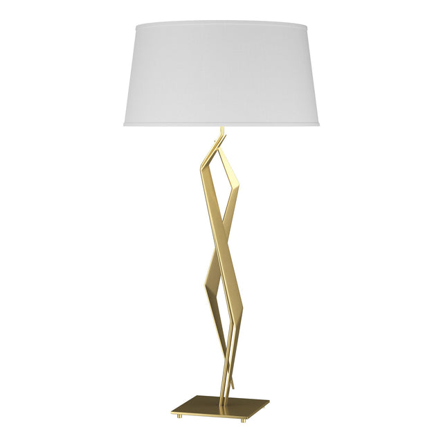 Hubbardton Forge 2012 Modern Brass Natural Anna Shade (SF) Facet Table Lamp