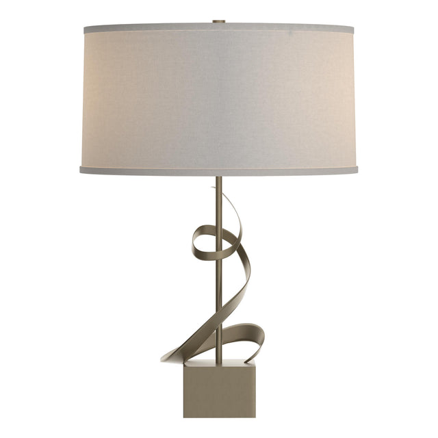 Hubbardton Forge 2011 Soft Gold Flax Shade (SE) Gallery Spiral Table Lamp