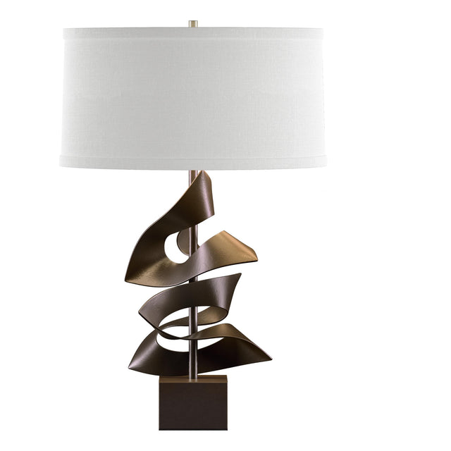 Hubbardton Forge 2011 Bronze Natural Anna Shade (SF) Gallery Twofold Table Lamp