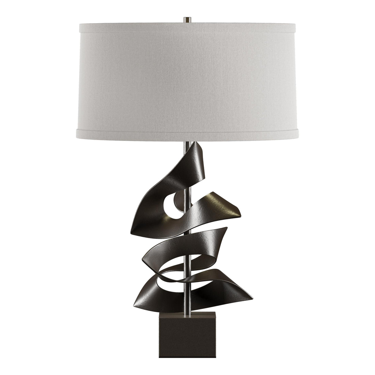 Hubbardton Forge 2011 Oil Rubbed Bronze Flax Shade (SE) Gallery Twofold Table Lamp