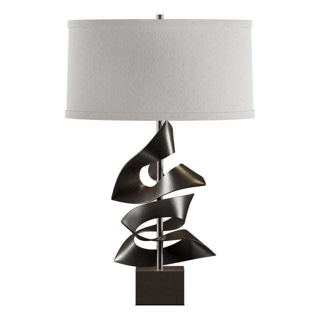 Hubbardton Forge 2011 Oil Rubbed Bronze Flax Shade (SE) Gallery Twofold Table Lamp
