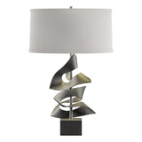Hubbardton Forge 2011 Natural Iron Flax Shade (SE) Gallery Twofold Table Lamp