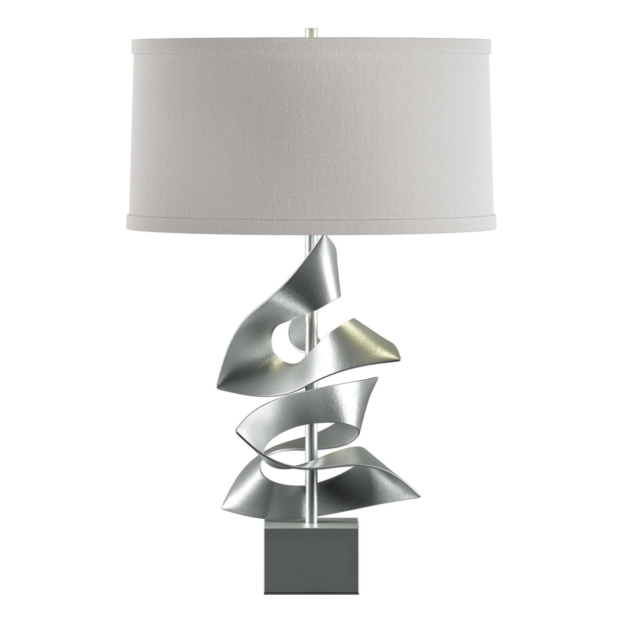 Hubbardton Forge 2011 Vintage Platinum Flax Shade (SE) Gallery Twofold Table Lamp