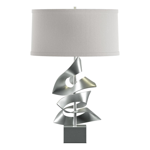 Hubbardton Forge 2011 Vintage Platinum Flax Shade (SE) Gallery Twofold Table Lamp