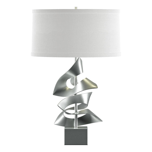 Hubbardton Forge 2011 Vintage Platinum Natural Anna Shade (SF) Gallery Twofold Table Lamp