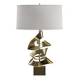 Hubbardton Forge 2011 Modern Brass Flax Shade (SE) Gallery Twofold Table Lamp
