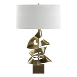 Hubbardton Forge 2011 Modern Brass Natural Anna Shade (SF) Gallery Twofold Table Lamp