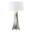 Hubbardton Forge 2013 Vintage Platinum Flax Shade (SE) Moreau Tall Table Lamp