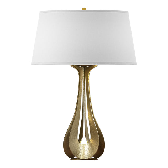 Hubbardton Forge 2013 Modern Brass Natural Anna Shade (SF) Lino Table Lamp