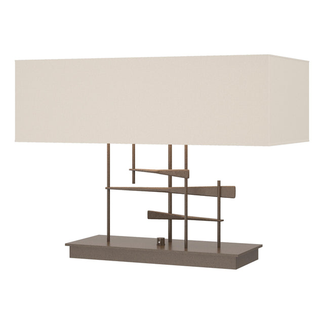 Hubbardton Forge 2013 Bronze Flax Shade (SE) Cavaletti Table Lamp